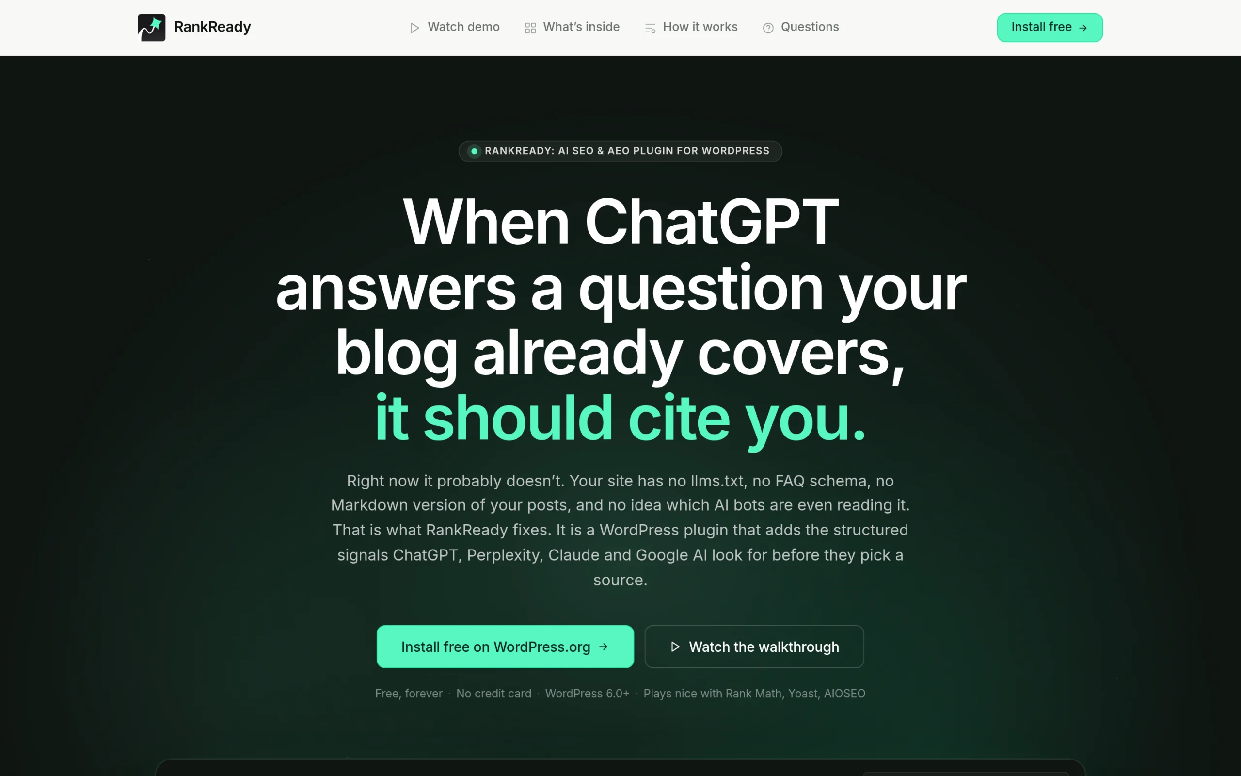 What Is Elementor AI? Everything It Actually Does in 2026 (and Where It Falls Short) Rankready ai seo plugin store page showing ai citation tracking