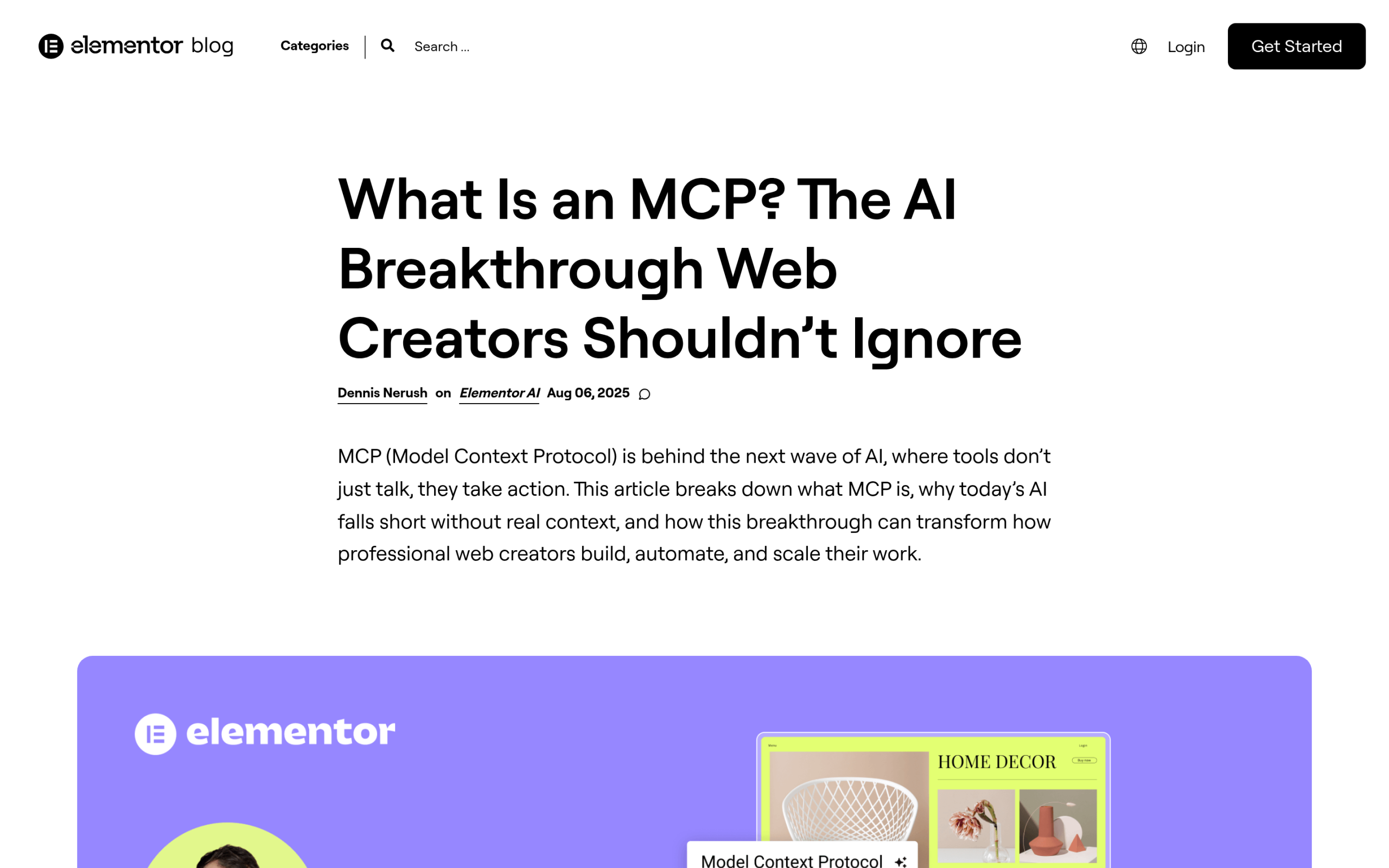 What Is the Elementor MCP? How to Build and Edit Your Site with AI (2026) Elementor's official explanation of mcp for web creators