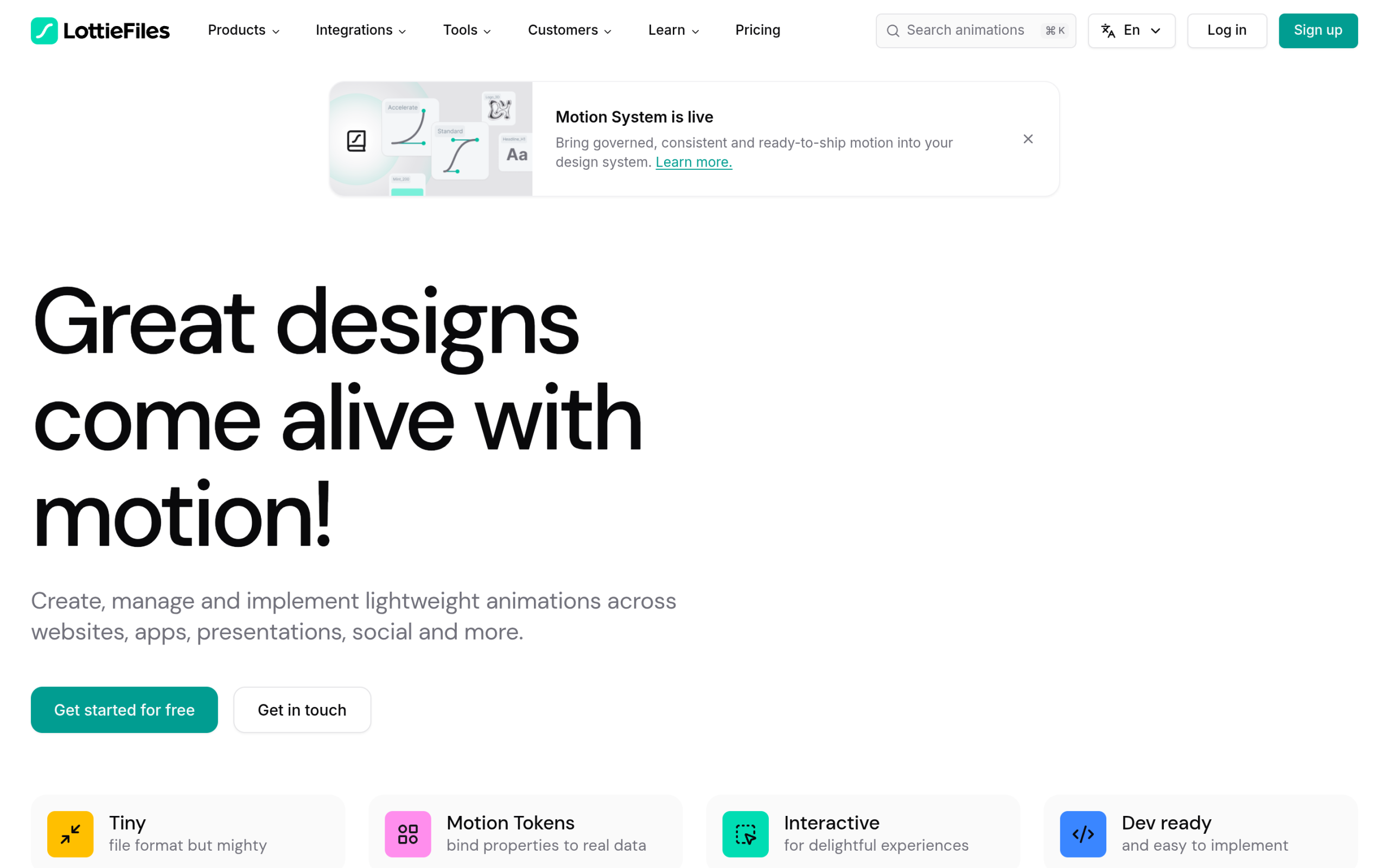 Lottiefiles platform homepage with free lottie animations