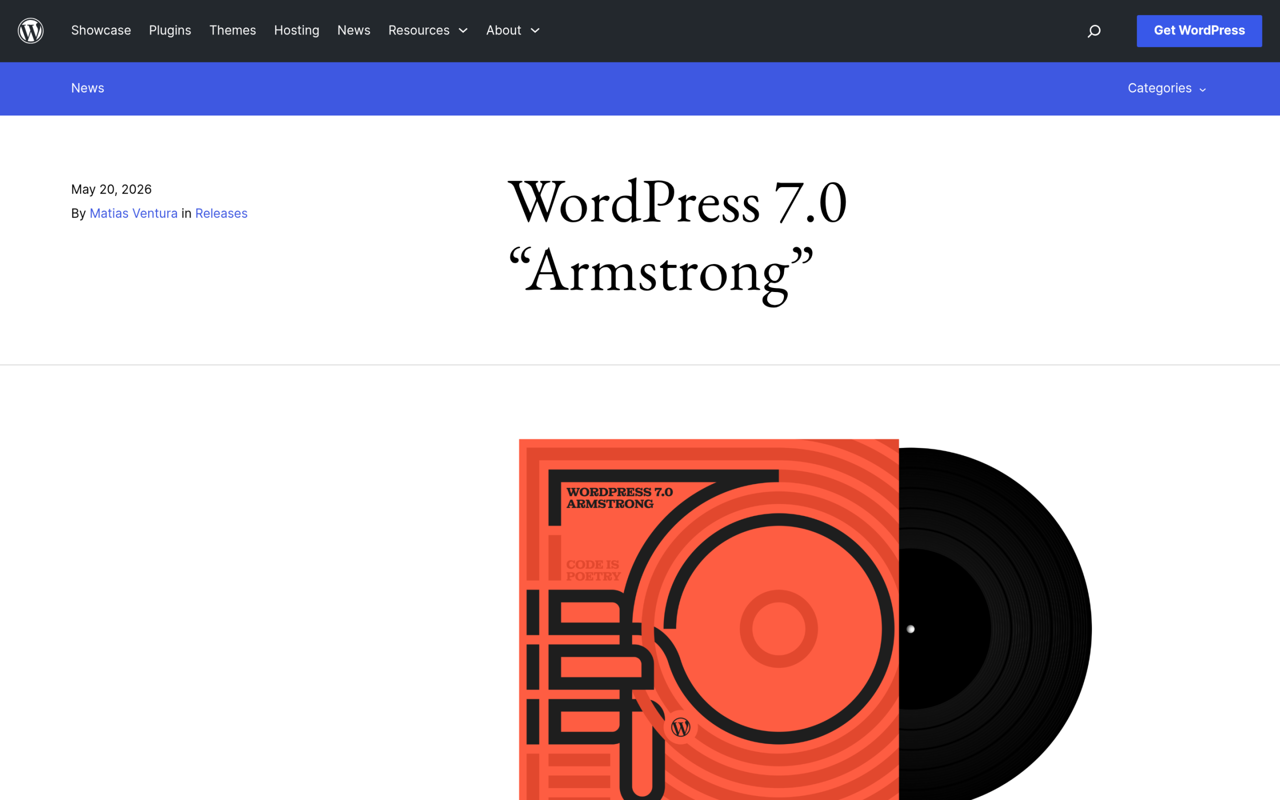 WordPress 7 Is Here: Should You Update Your Elementor Site Yet? Wordpress 7. 0 armstrong release announcement on wordpress. Org