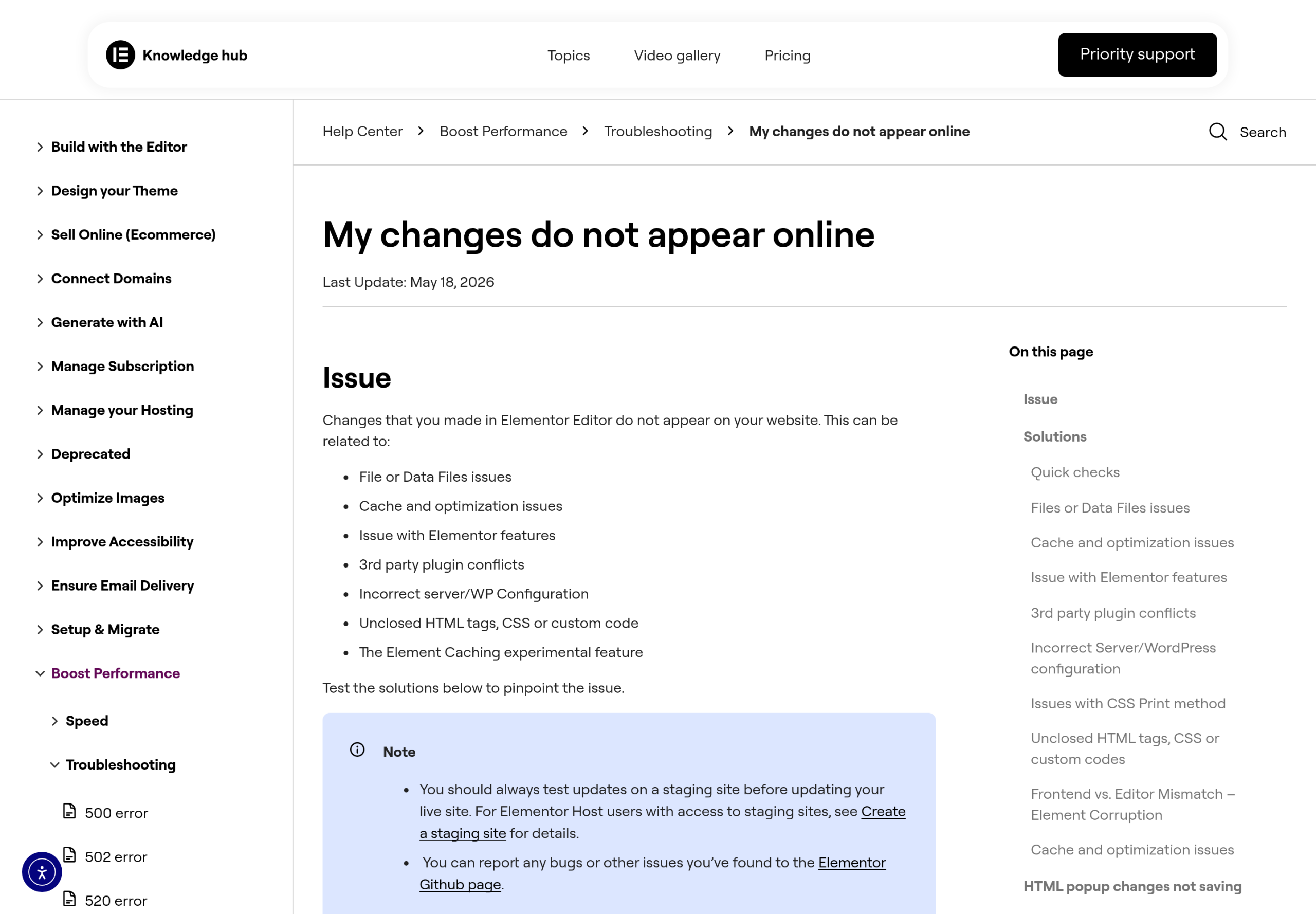 Fix: Elementor V4 Styling and CSS Not Loading (2026) Elementor official documentation on why changes do not appear online, recommending regenerate css and clear cache