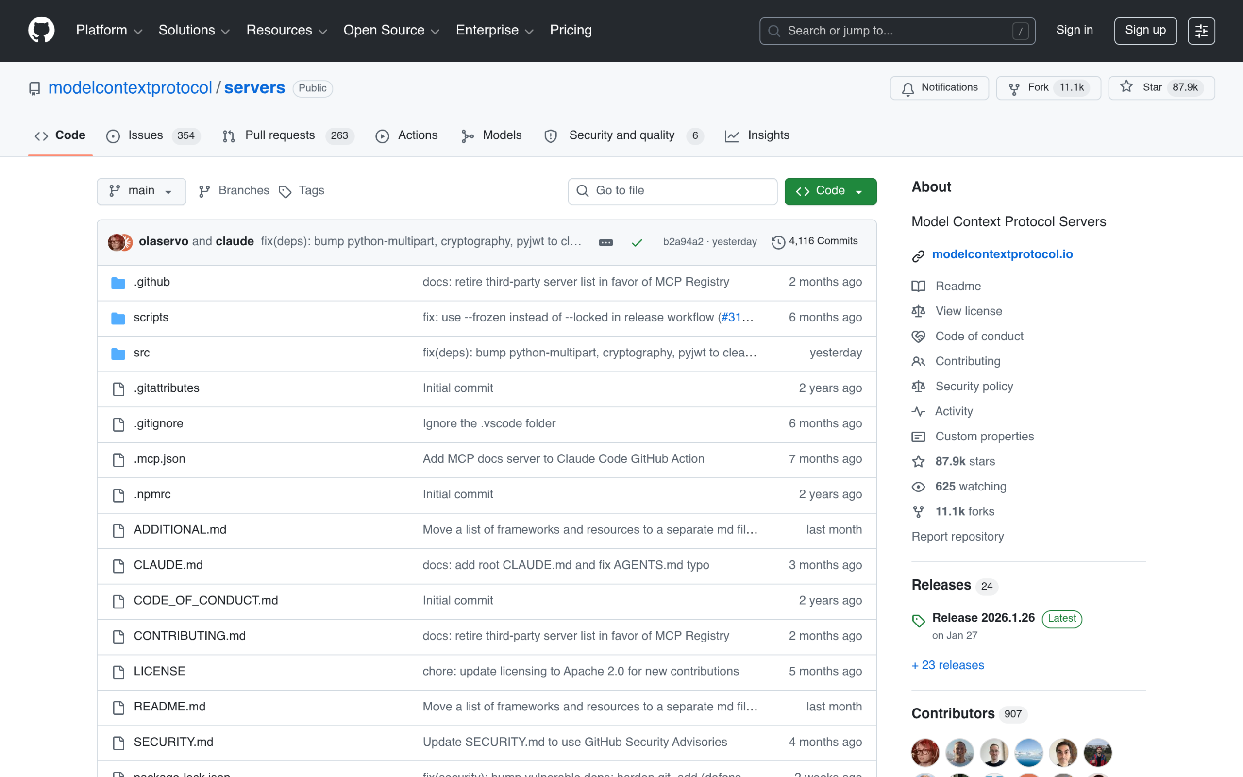 The official model context protocol reference servers repository on github