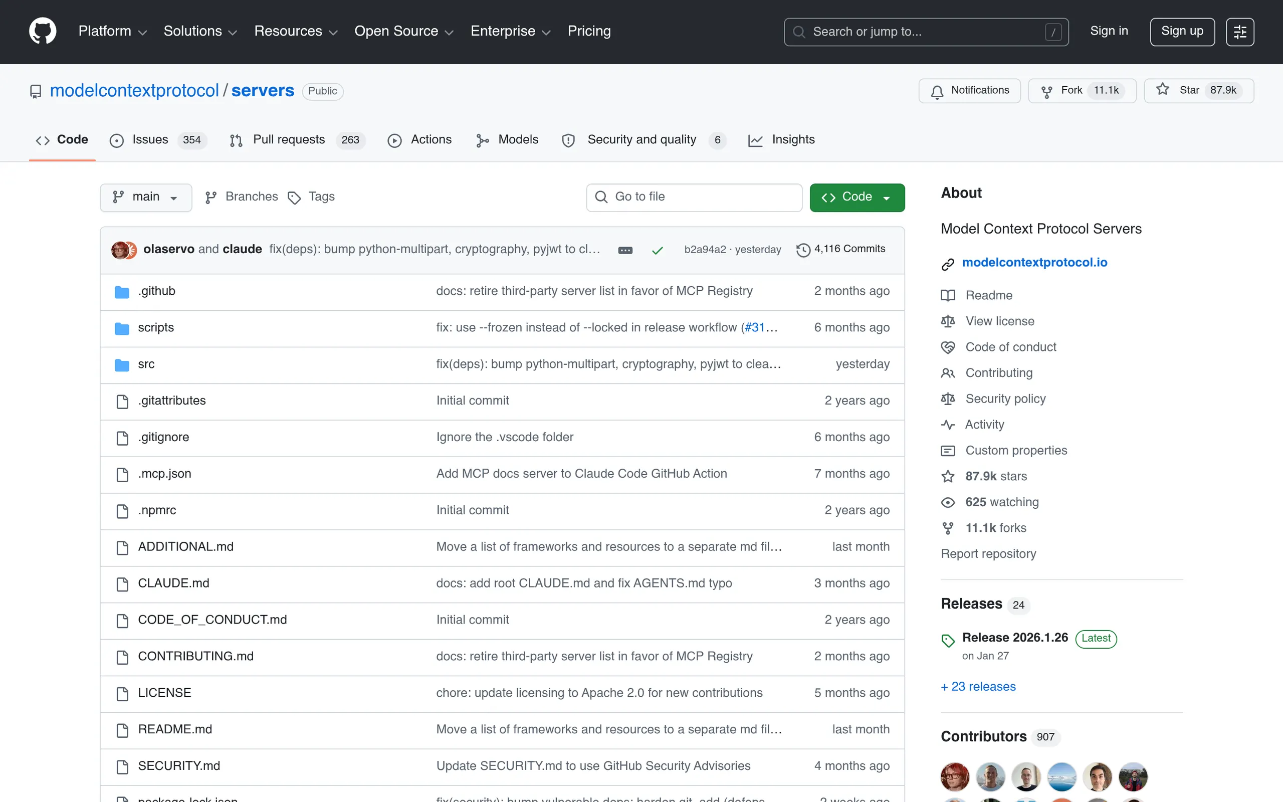 The official model context protocol reference servers repository on github