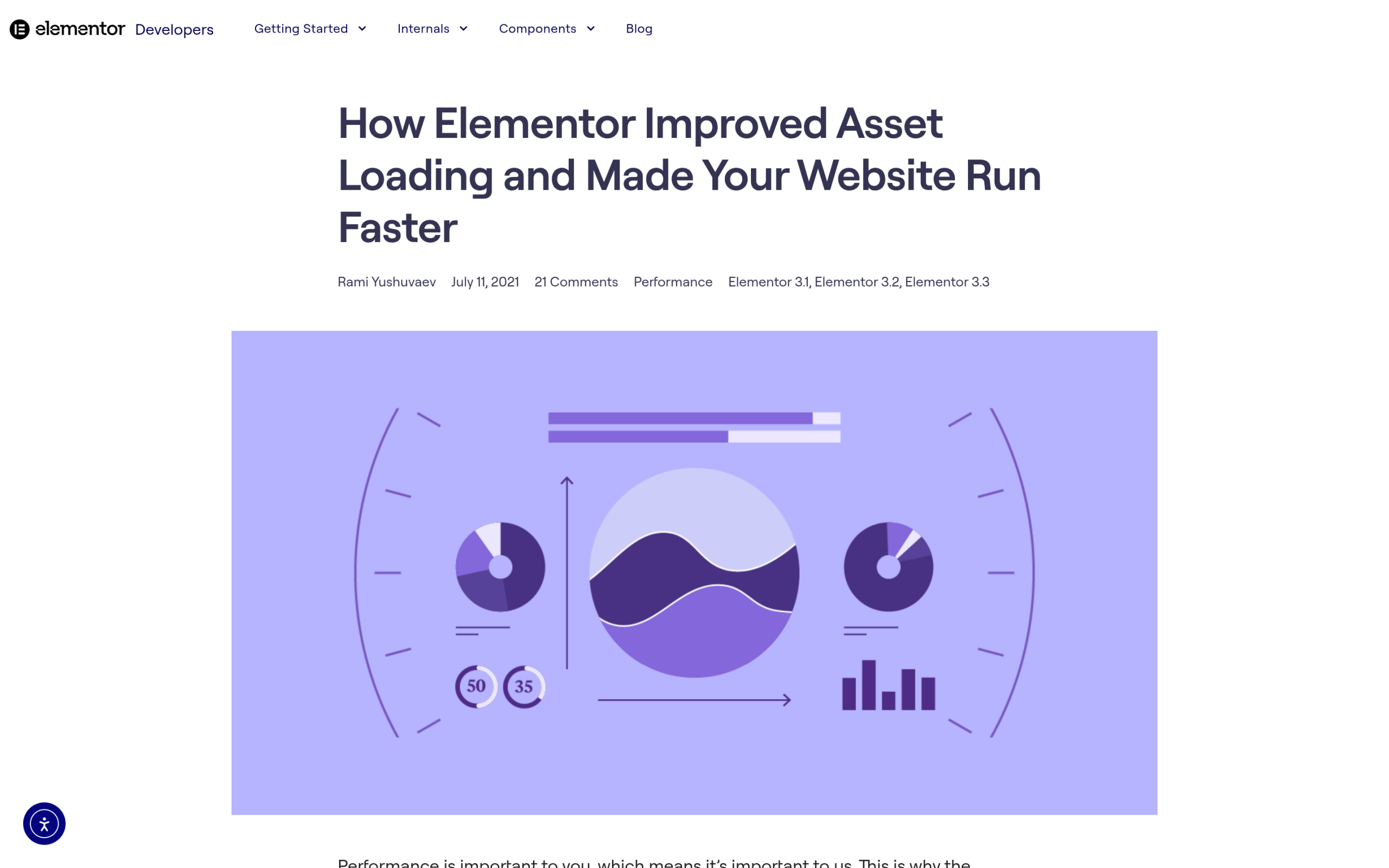 Elementor documentation explaining improved asset loading removes unused css and reduces duplicate code