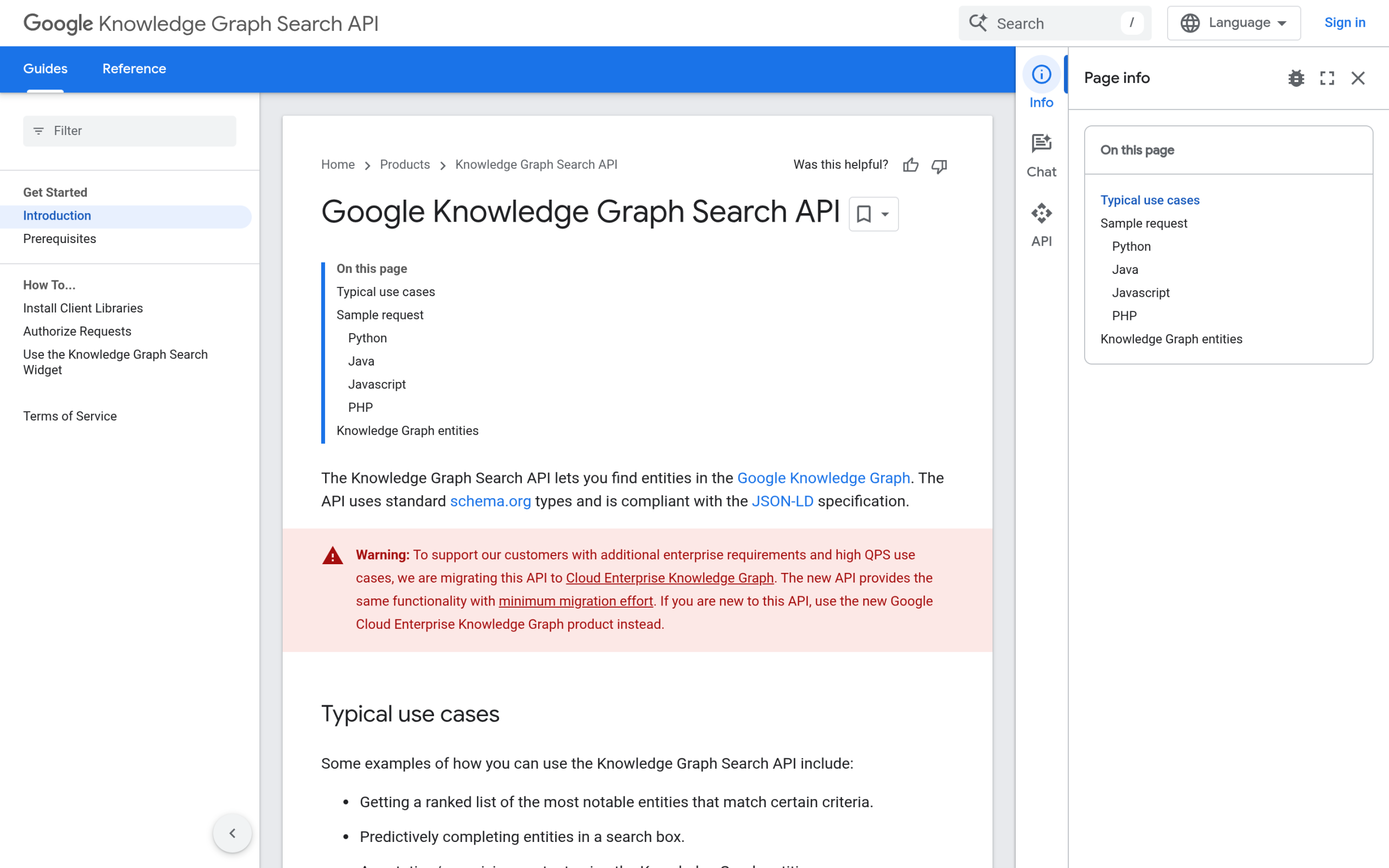 Google knowledge graph describing real-world entities