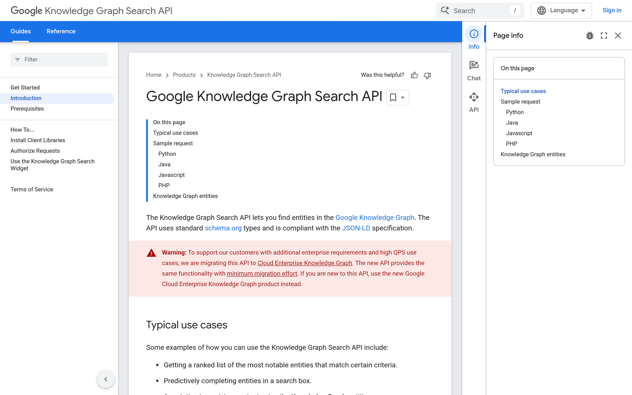Google knowledge graph describing real-world entities