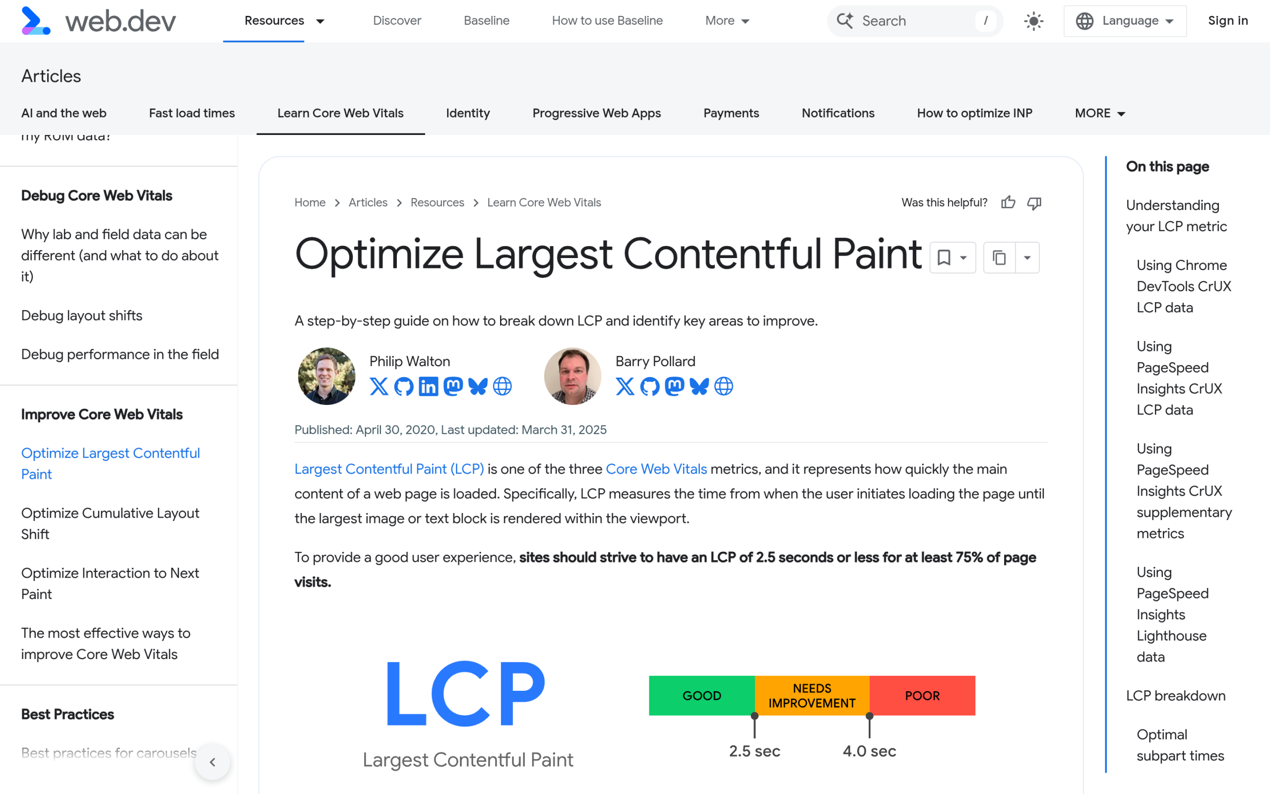 Google web. Dev guide on optimizing largest contentful paint