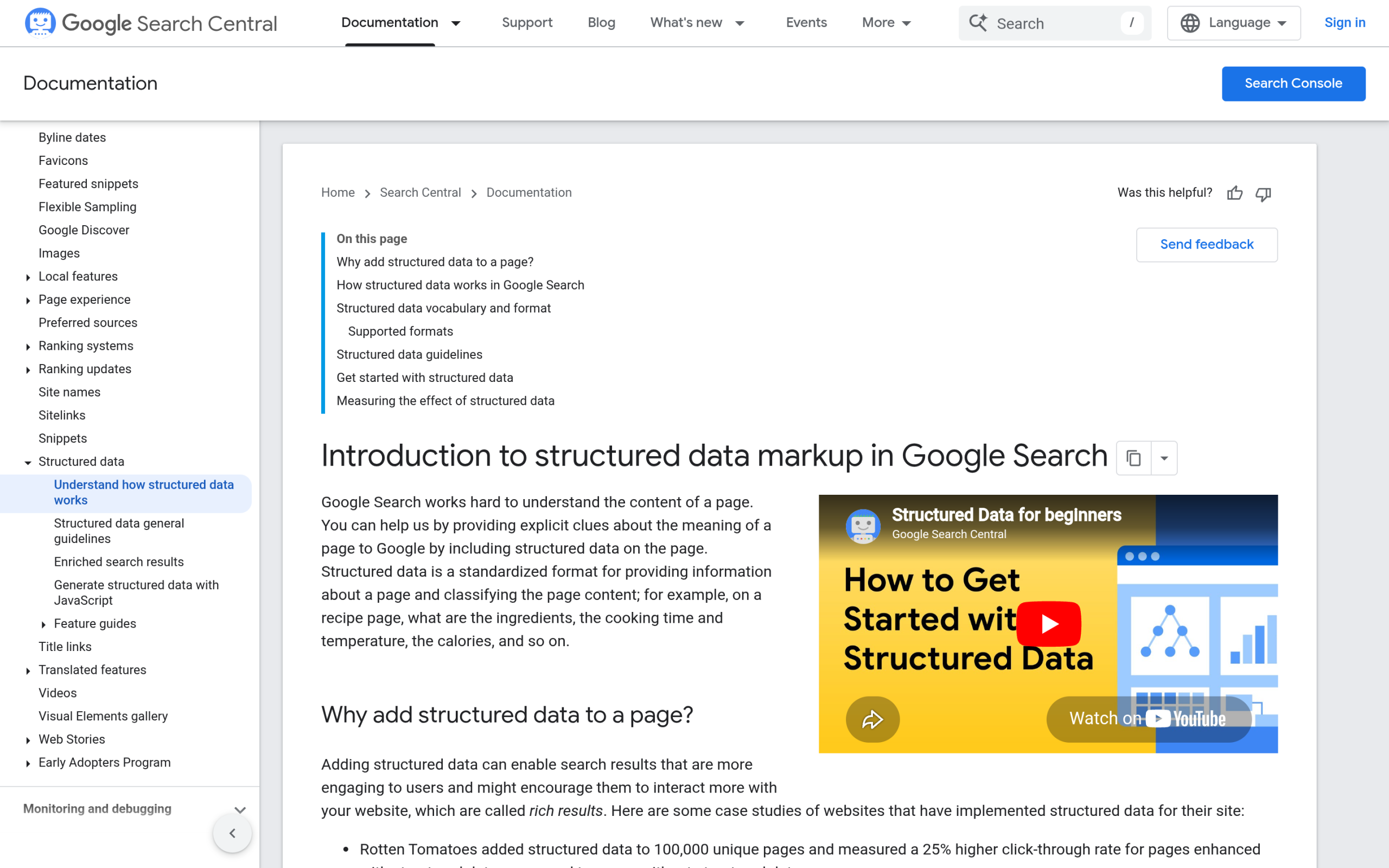 Google documentation on how structured data helps it understand entities