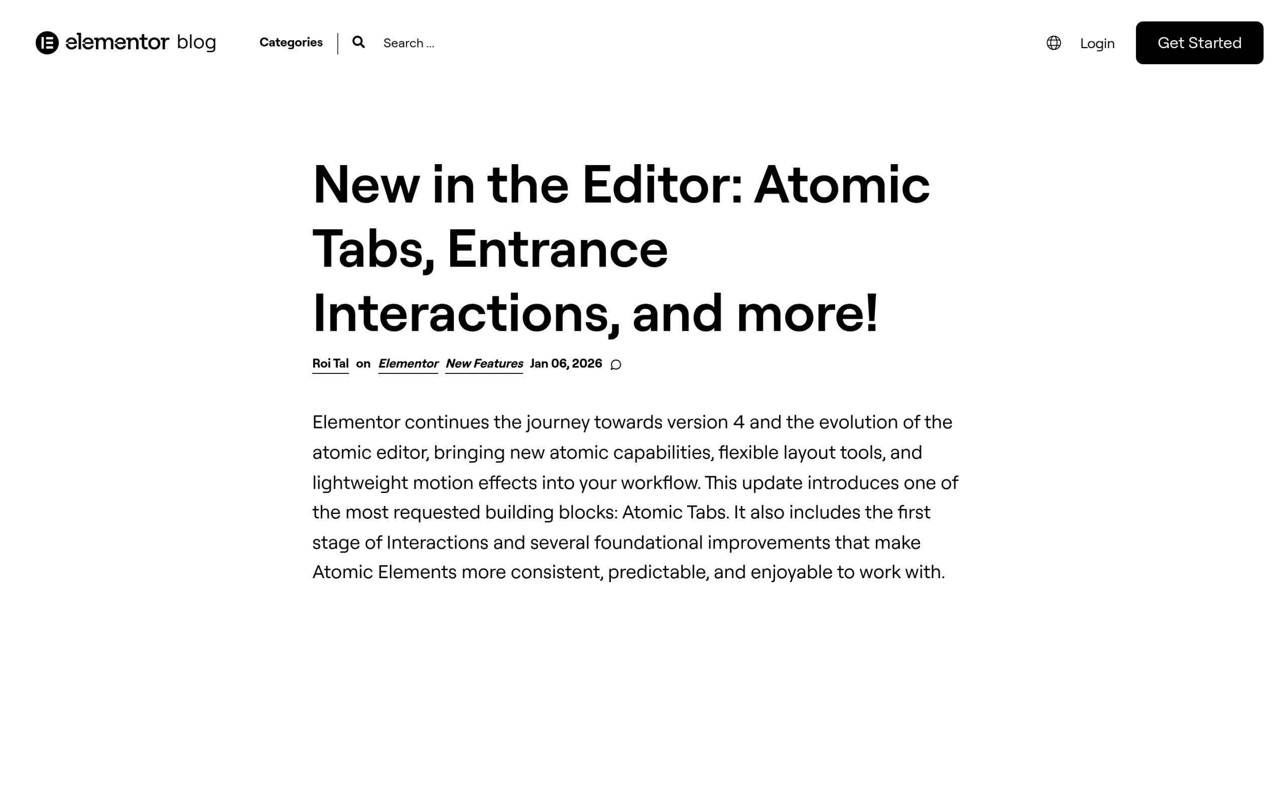Elementor Atomic Editor Explained: What Actually Changed in V4 (2026) Elementor 3. 34 release notes adding atomic tabs and entrance interactions to v4