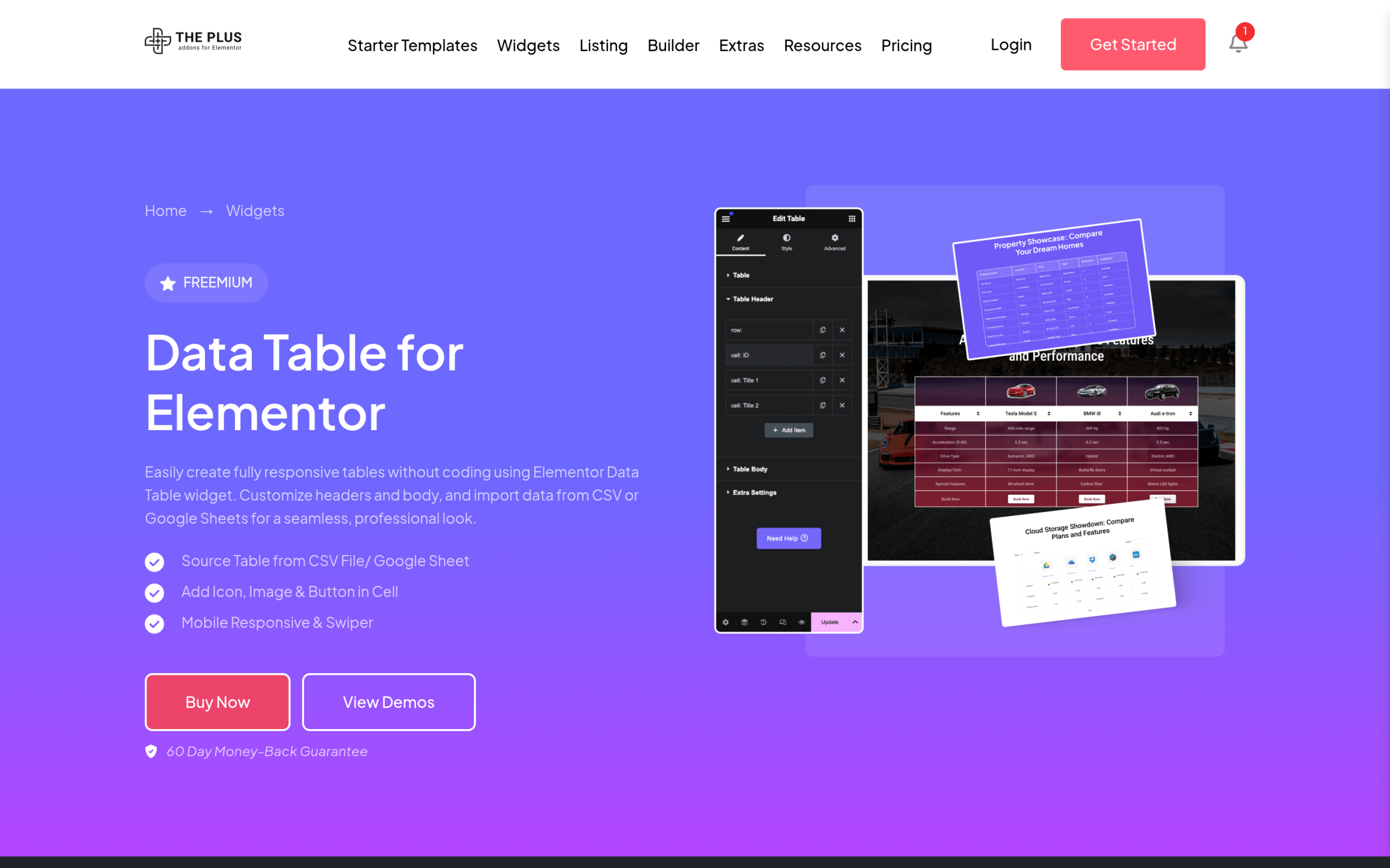 How to Add a Table in Elementor (Without Code) The plus addons for elementor data table widget page