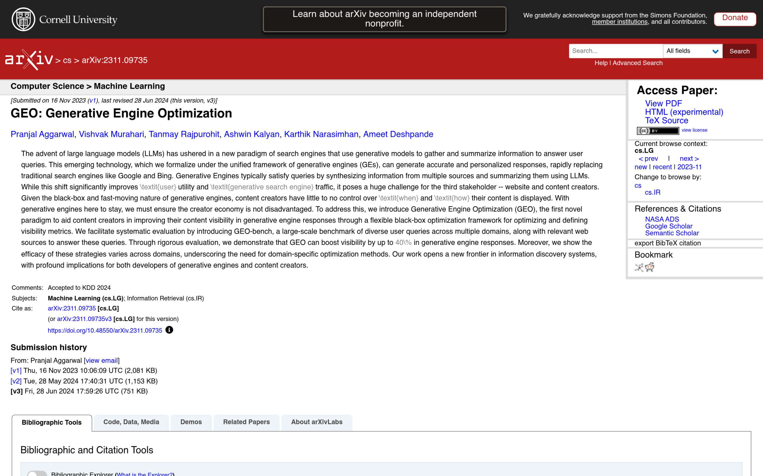 Generative Engine Optimization (GEO) for WordPress: The Honest AEO + GEO Guide for 2026 Geo: generative engine optimization research paper on arxiv