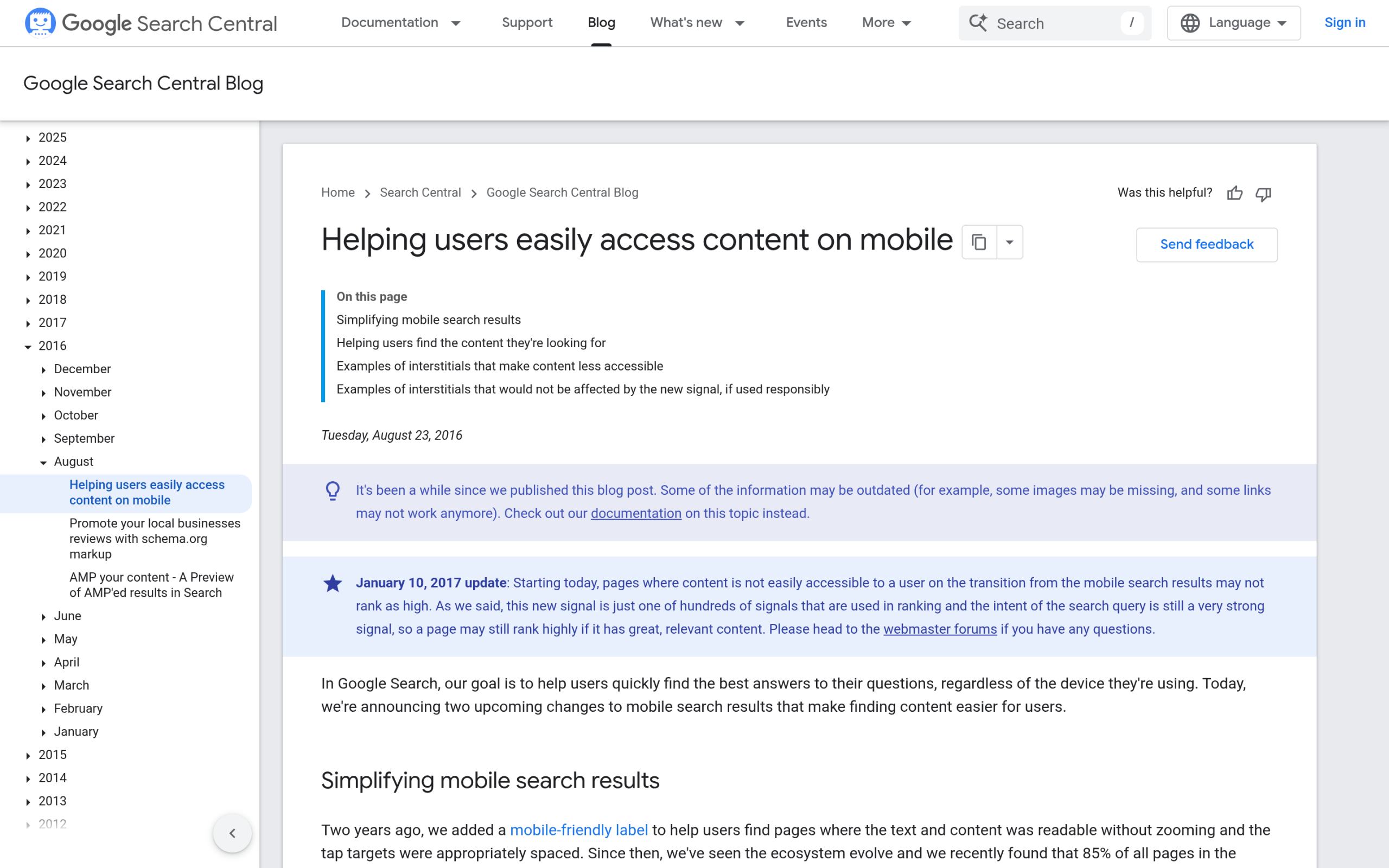 Google guidance on intrusive interstitials on mobile