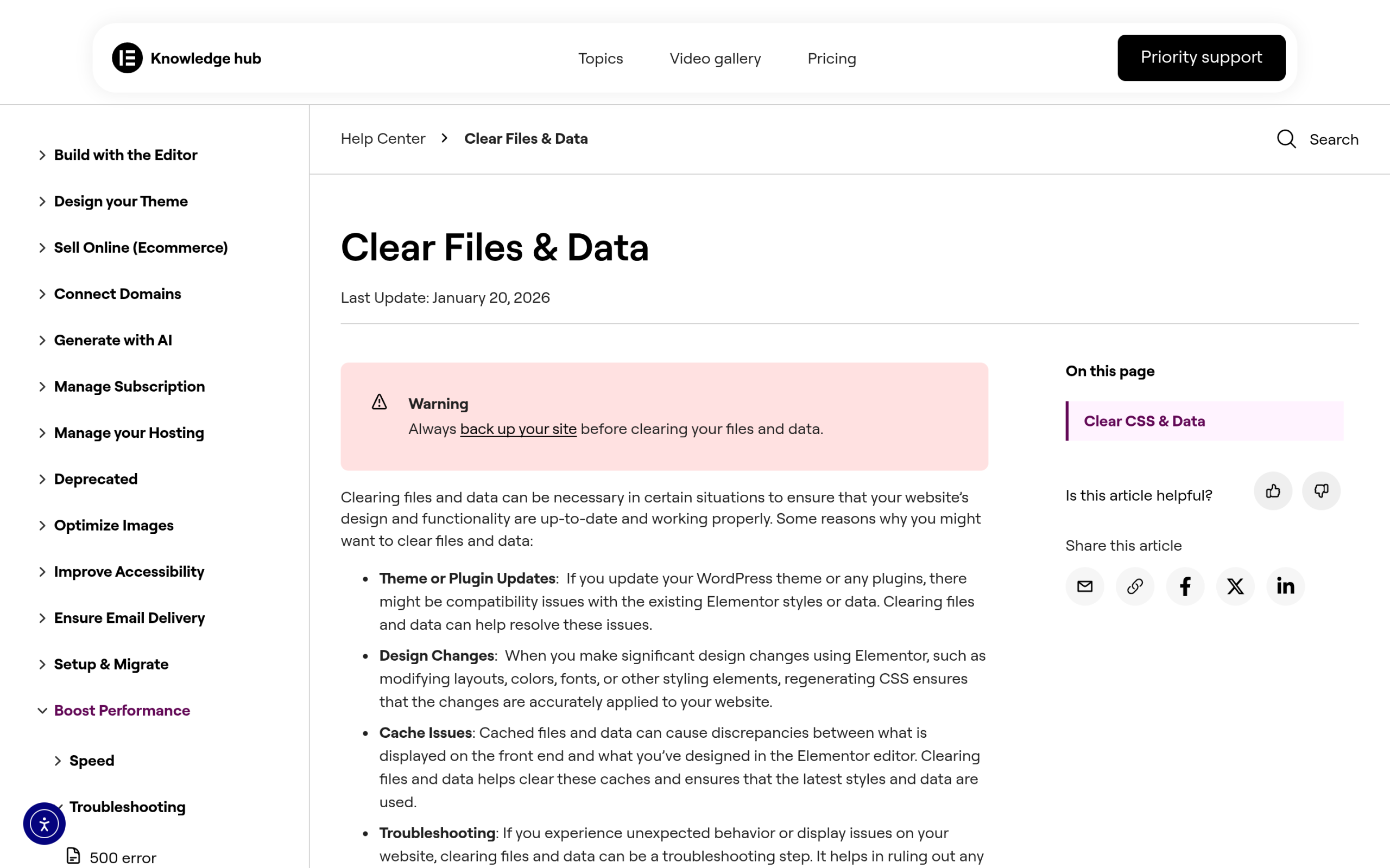 Why Your Elementor Page Loads Without Styling (and How to Fix It) Elementor clear files and data tool used to regenerate css