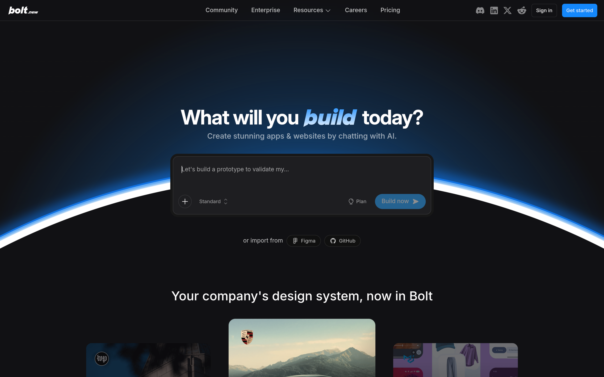 Best Vibe Coding Tools in 2026 (And Where WordPress Fits) Bolt homepage for creating apps and websites by chatting with ai