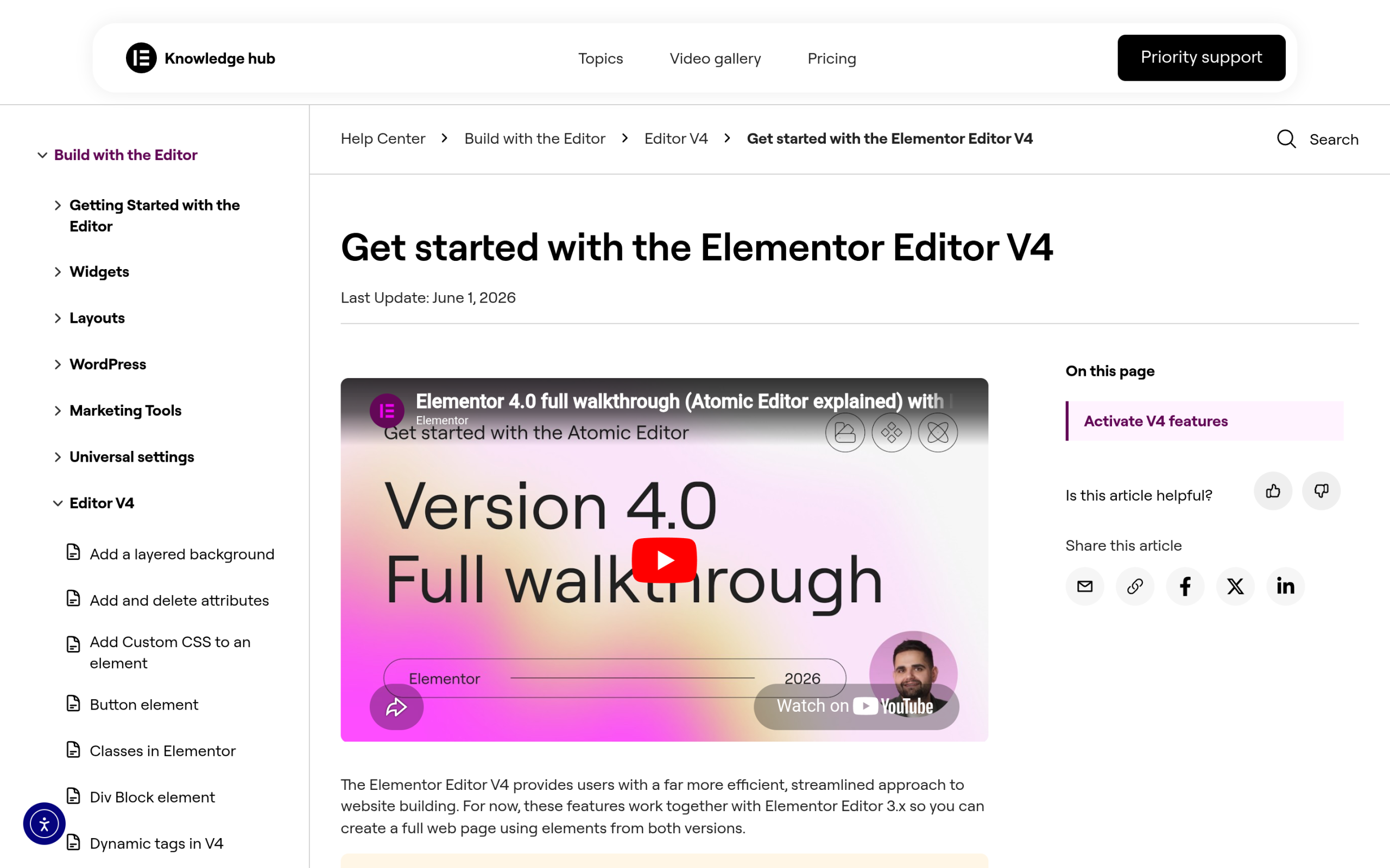 Get started with the elementor editor v4 documentation