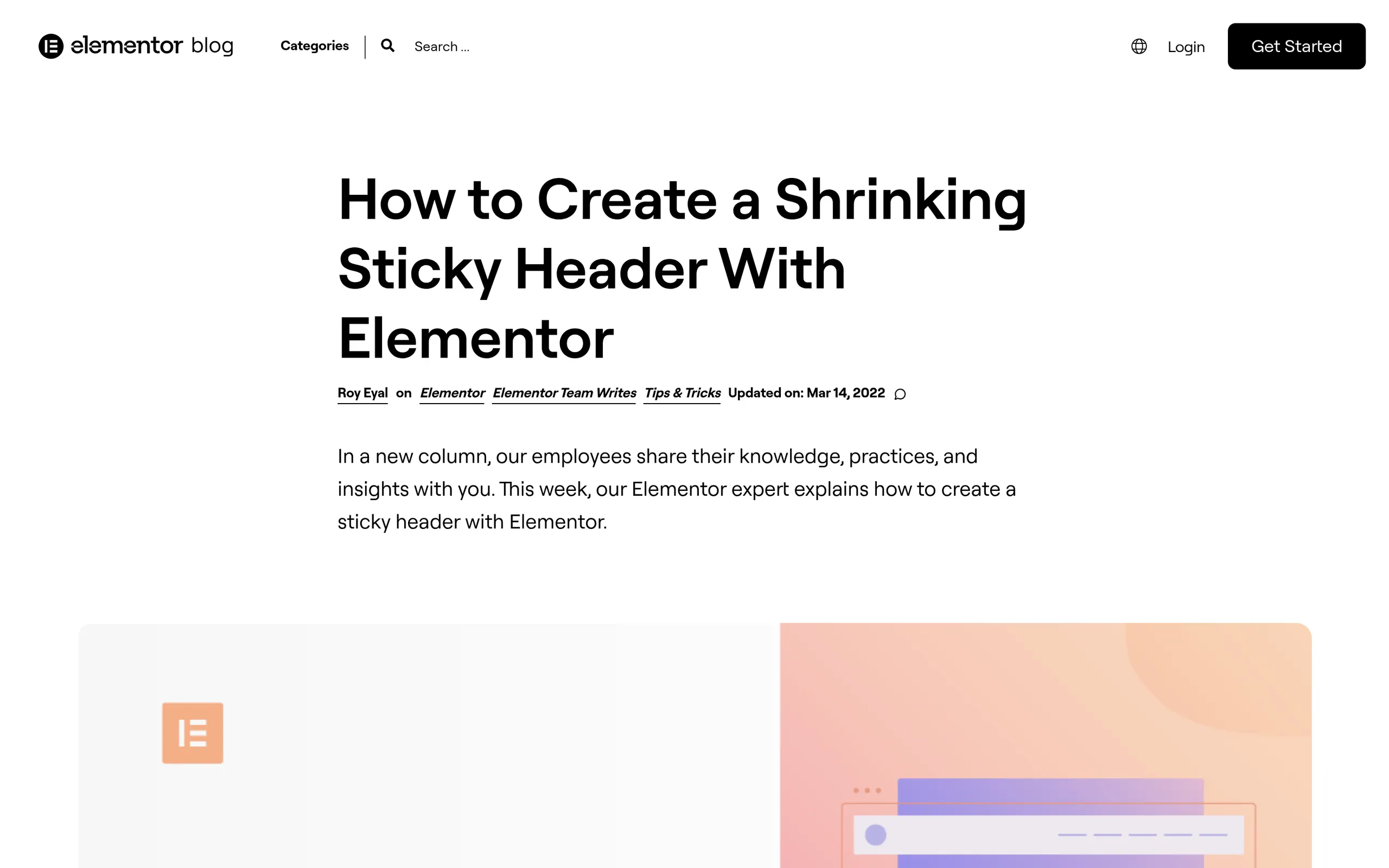 Elementor shrinking sticky header on scroll