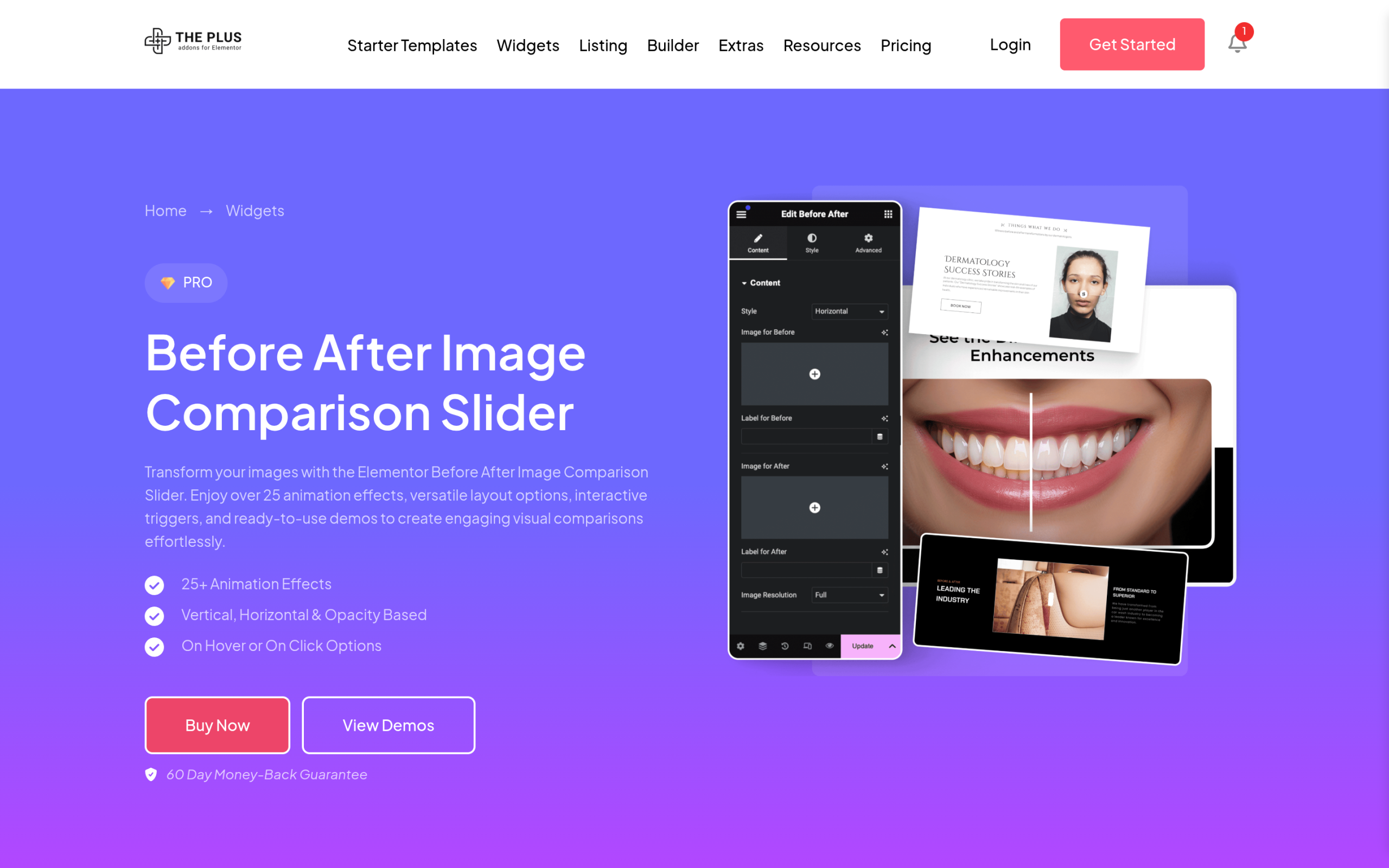How to Create a Before After Image Slider in Elementor (No Code) The plus addons for elementor before after slider widget page