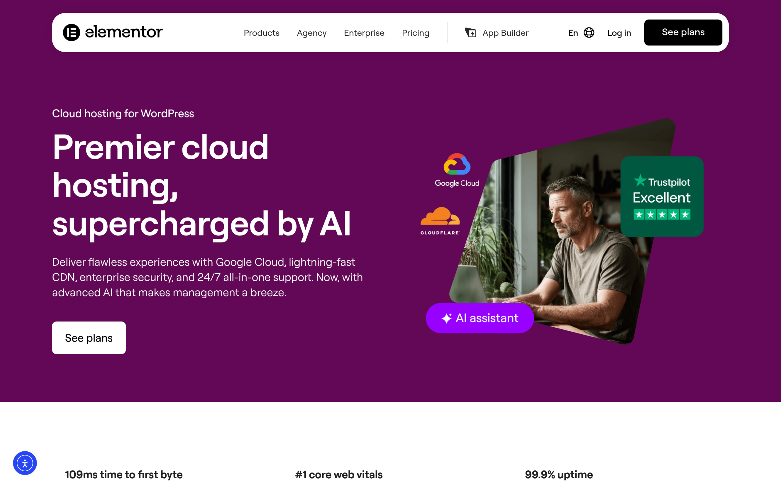 Elementor host hosting plans page captured in august 2026