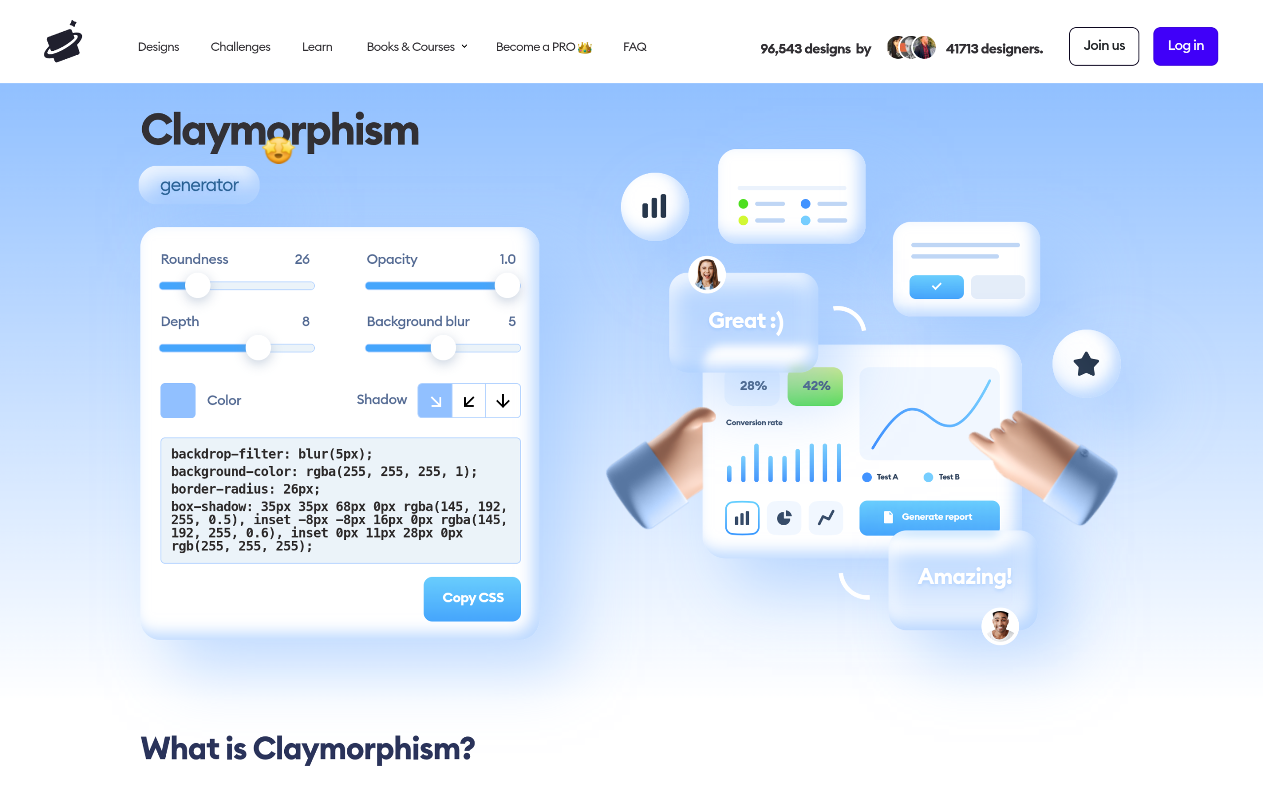 Claymorphism in 2026: The Three-Shadow Recipe for Soft 3D UI in WordPress The hype4 academy claymorphism css generator tool interface with shadow controls
