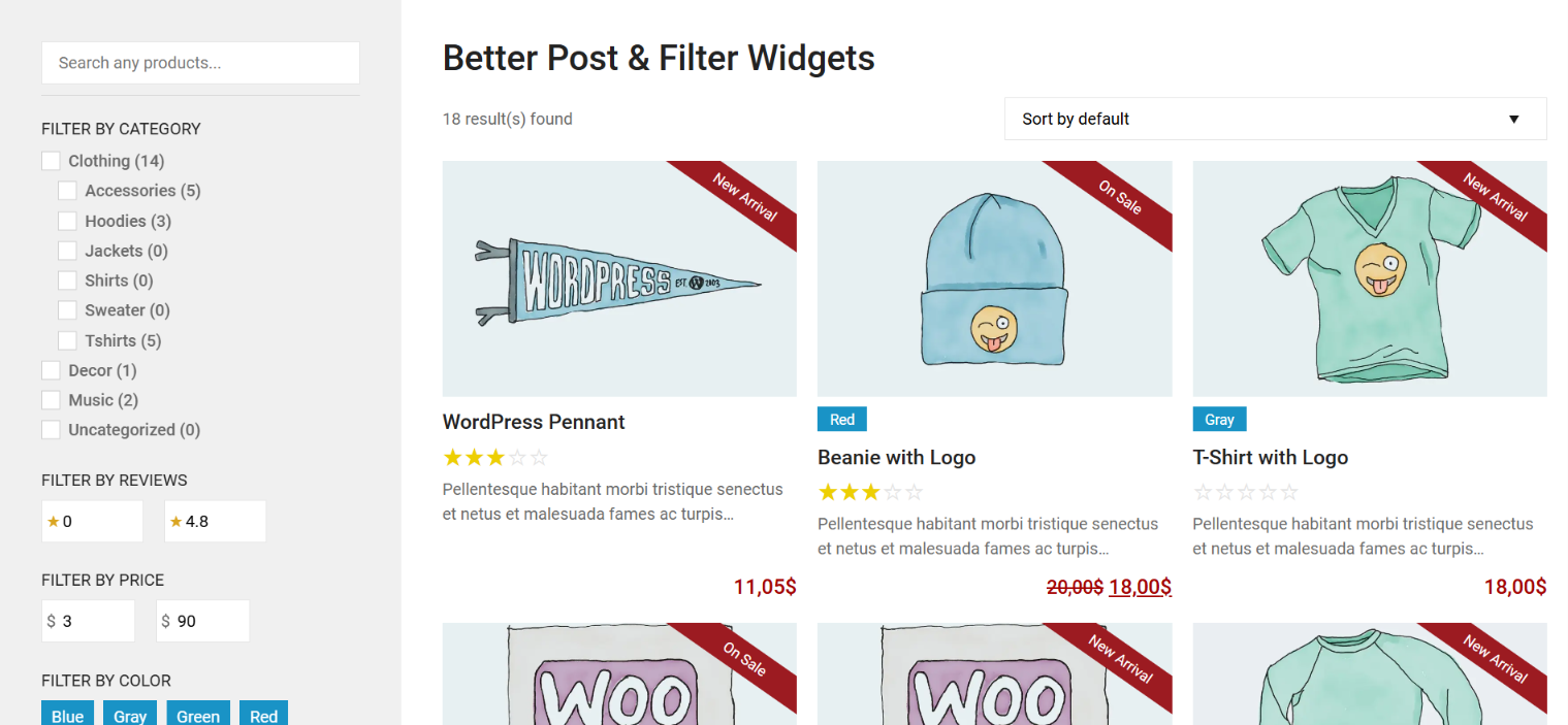 8 Best Elementor Search Filter Plugins Compared (2026) Better post and filter widgets for elementor showing checkbox and range filters applied to a post grid