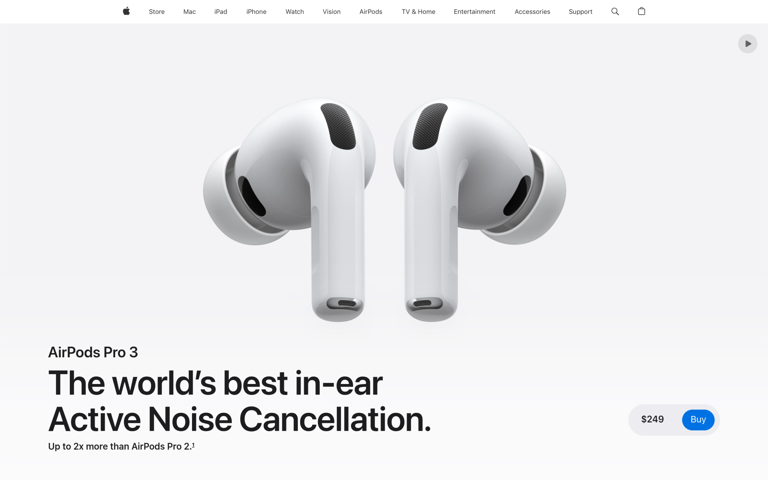 Apple airpods pro landing page using scroll-driven product storytelling