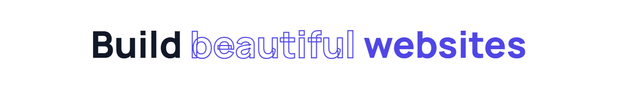 A heading made of three items: plain dark text, outlined text and colored text