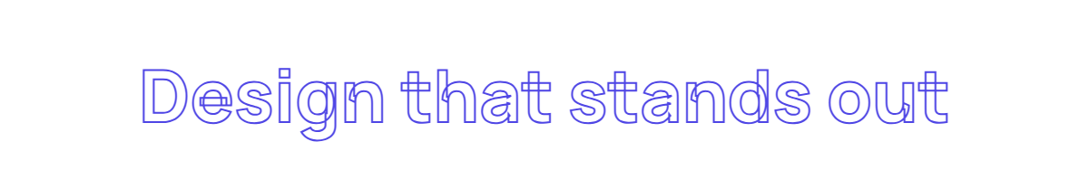Large outlined text with a purple stroke and transparent letters