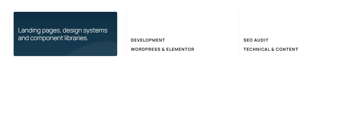 How to Add an Info Banner in Elementor? Info banner: the hovered banner shows its description, the other two show title and sub title