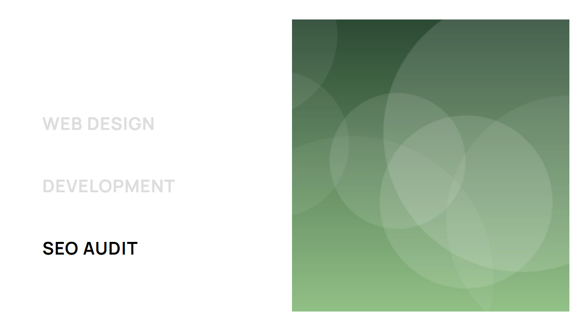 Portfolio style 1: hovering the third title swaps the image on the right