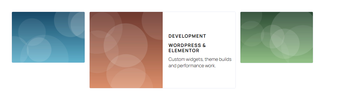 Sliding boxes: hovering the middle box widens it and slides its text in beside the image