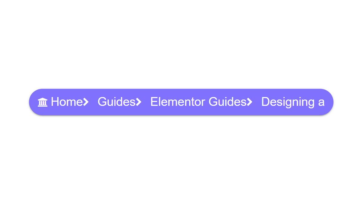 How to Add Breadcrumbs on Blog Post Single Page? Front-end breadcrumb reading home, guides, elementor guides and a post title cut to designing a