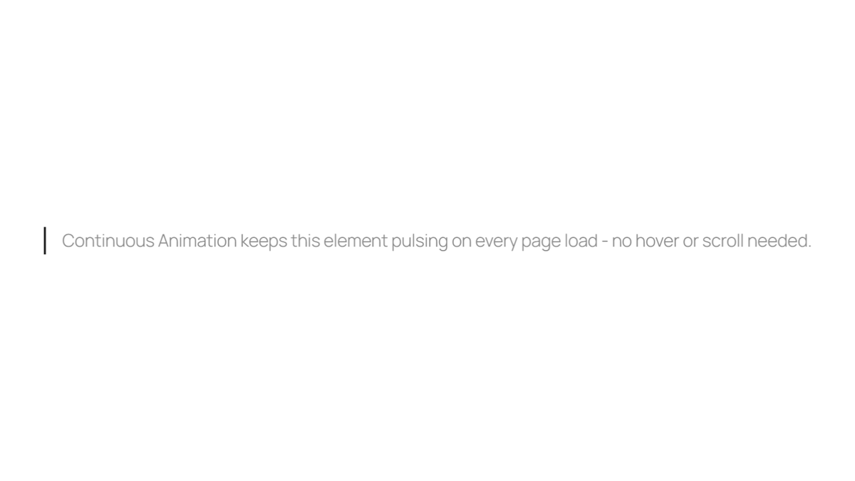 How to Add a Global Continuous Animation to any Widget in Elementor? The animated widget's computed style, confirmed to carry a real, infinitely-looping css animation