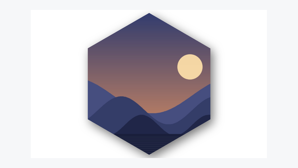 How to Mask an Image in Elementor? (Custom Image Mask) A landscape photo cut to a hexagon with a soft drop shadow behind it