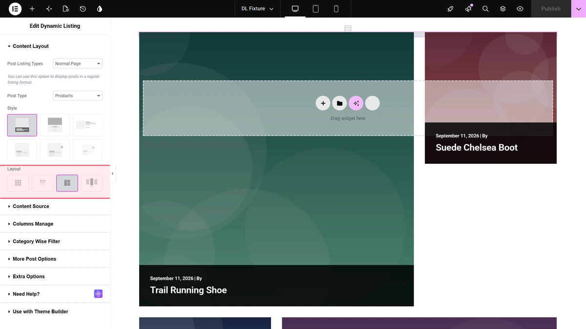 Layout control set to metro