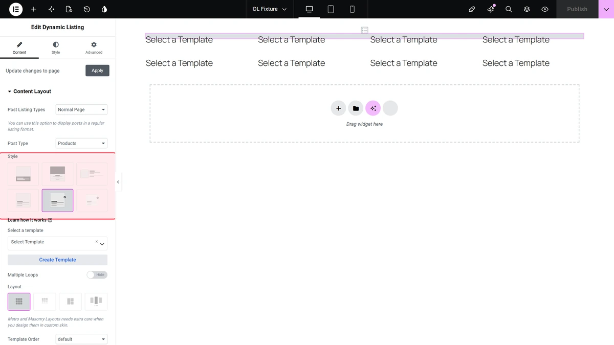 Style control set to custom for a custom post type