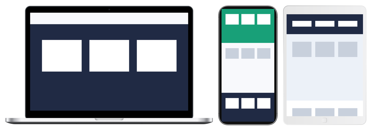 How to create Website Portfolio/Showcase Page in Elementor? Three mockups on one page; the laptop and the phone share a dynamic device connection id, the tablet uses a different one.
