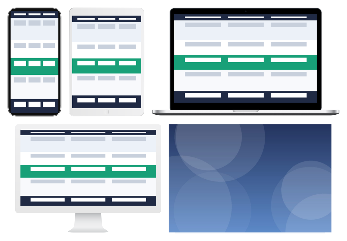 The five type options in the normal layout: mobile, tablet, laptop, desktop and a custom mockup.