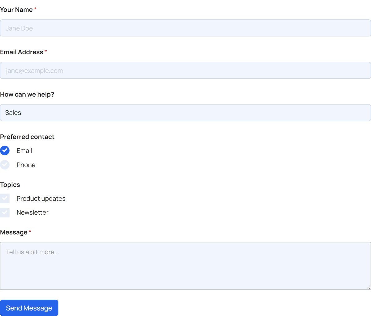 How to Customize WPForms in Elementor (NO CSS) A wpforms form on the front end after styling it with the plus addons widget