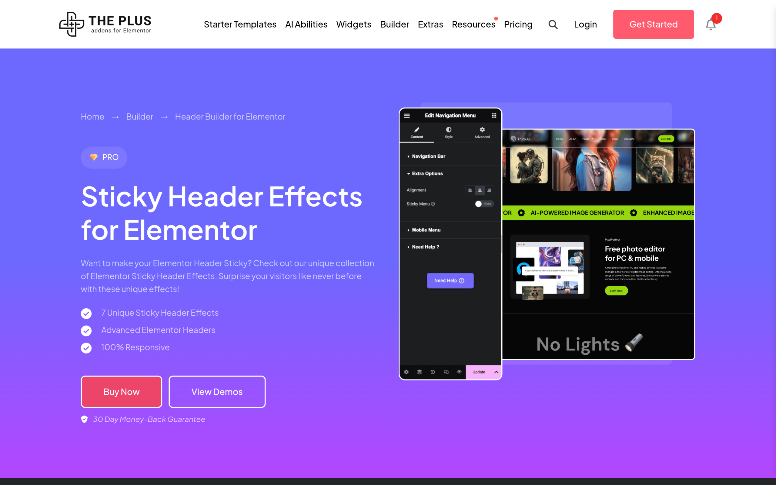 Elementor Transparent Header on Scroll: Step-by-Step Setup Guide Header builder header effects panel showing transparent header and scroll-trigger options
