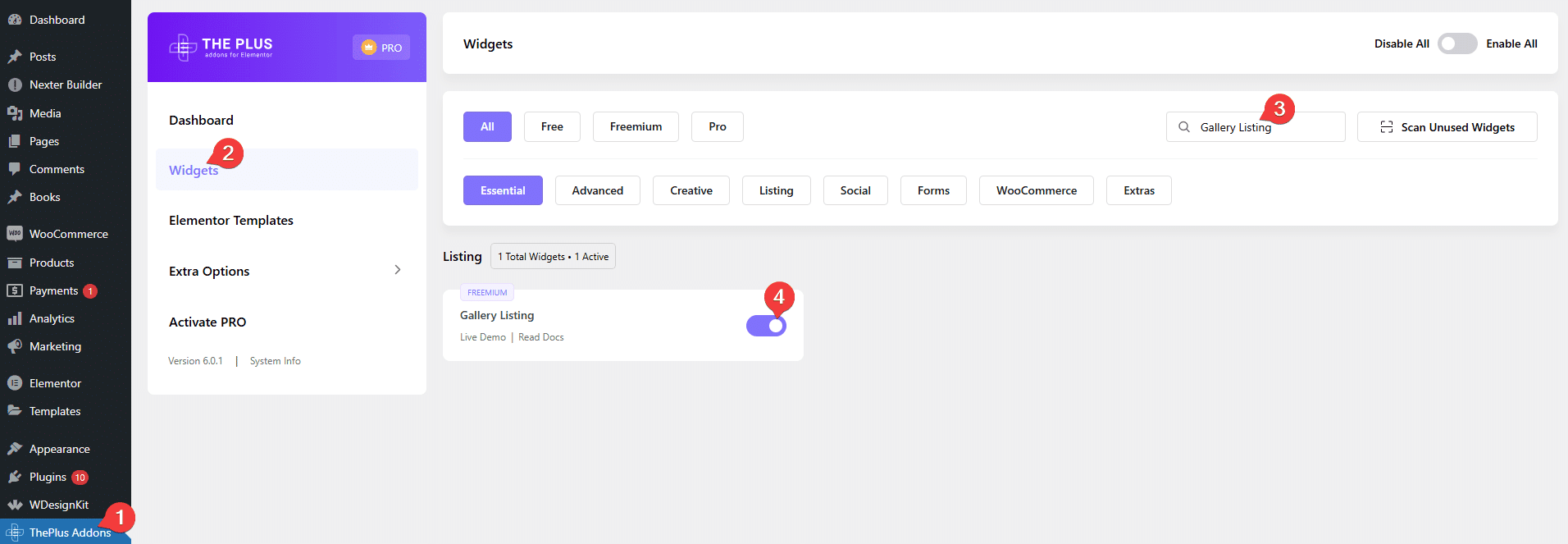 Gallery Listing Elementor Widget Settings Overview The gallery listing widget in the elementor widget panel