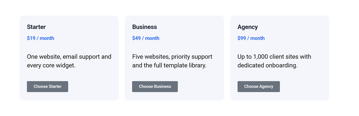 How to Use GSAP Animation in Elementor? The same three cards in full colour once the grayscale frame has finished