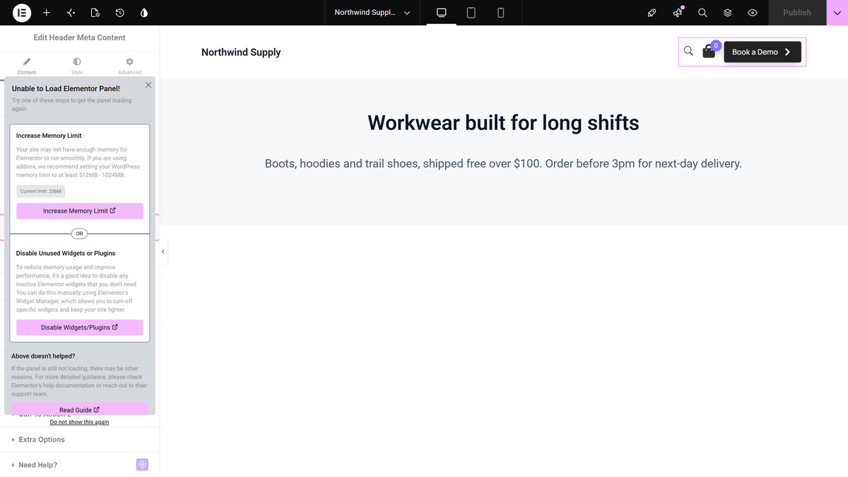 Search content style dropdown in the search options section
