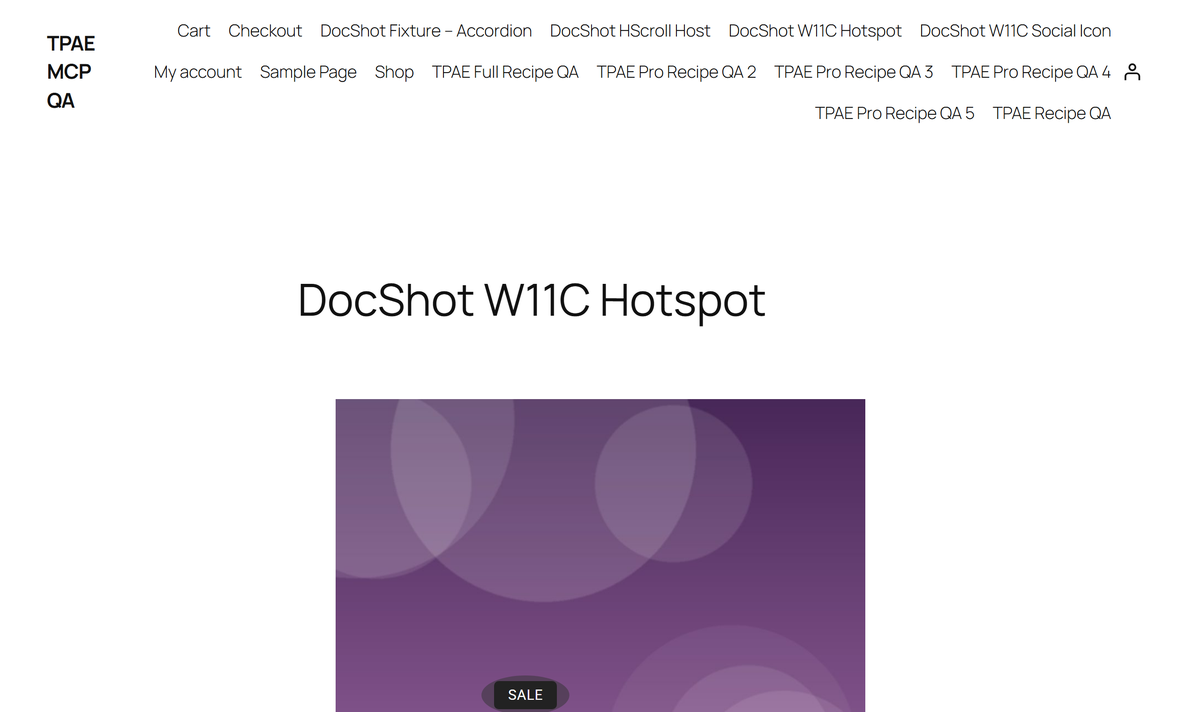 A hotspot whose pin is the word sale, with the tooltip open.