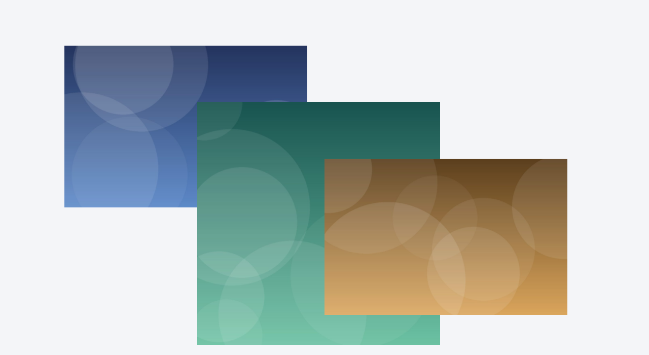 Three photos overlapping in a diagonal cascade on a published page