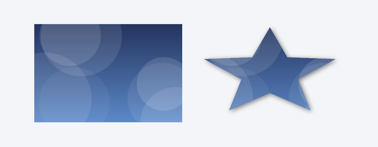 The same photo shown twice in a cascade, square on the left and clipped to a star shape with a soft shadow on the right