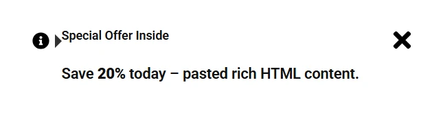 A published message box with a title, icon and description.