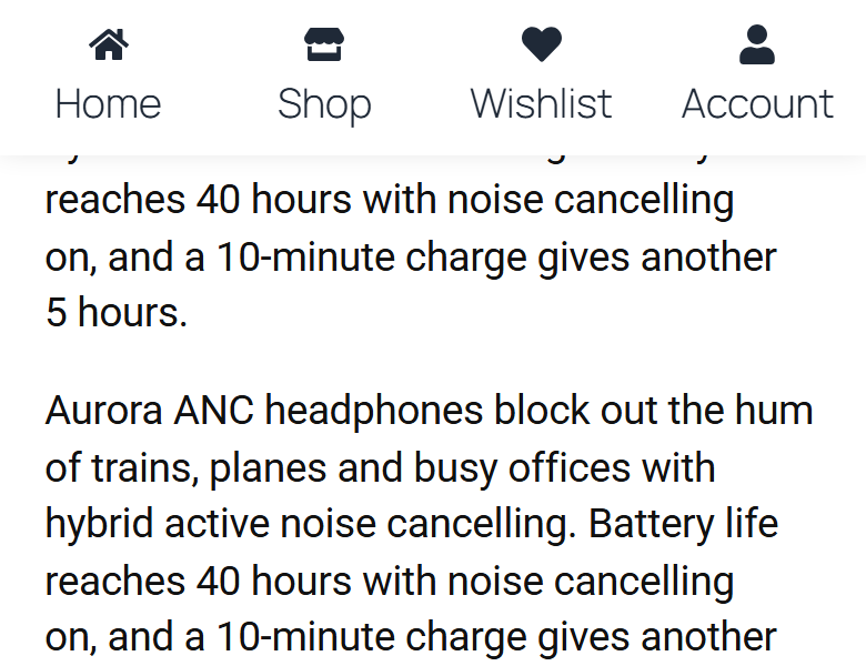 Mobile menu bar pinned to the top of a phone screen over the page text