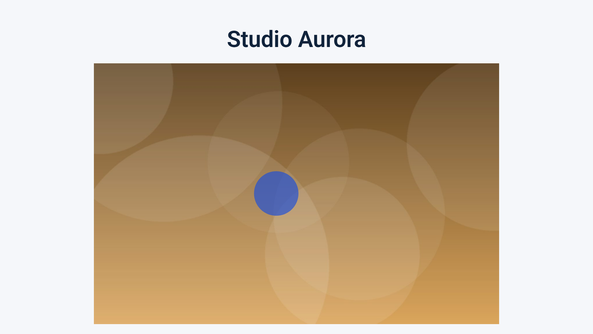 Web page where a blue circle trails the pointer across a photograph
