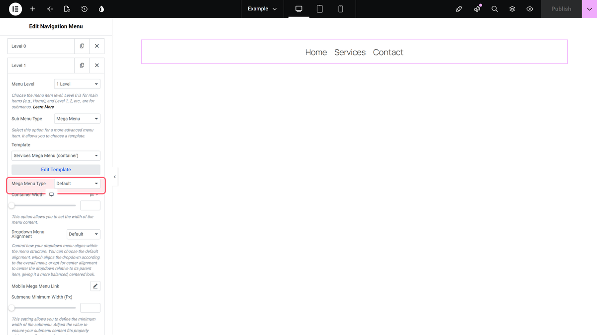 How to Create a Menu With Repeater in Elementor? Mega menu type on a mega menu row