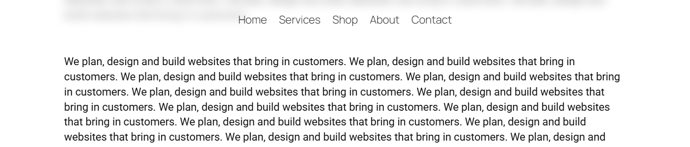 A blurred glass sticky header over scrolling text